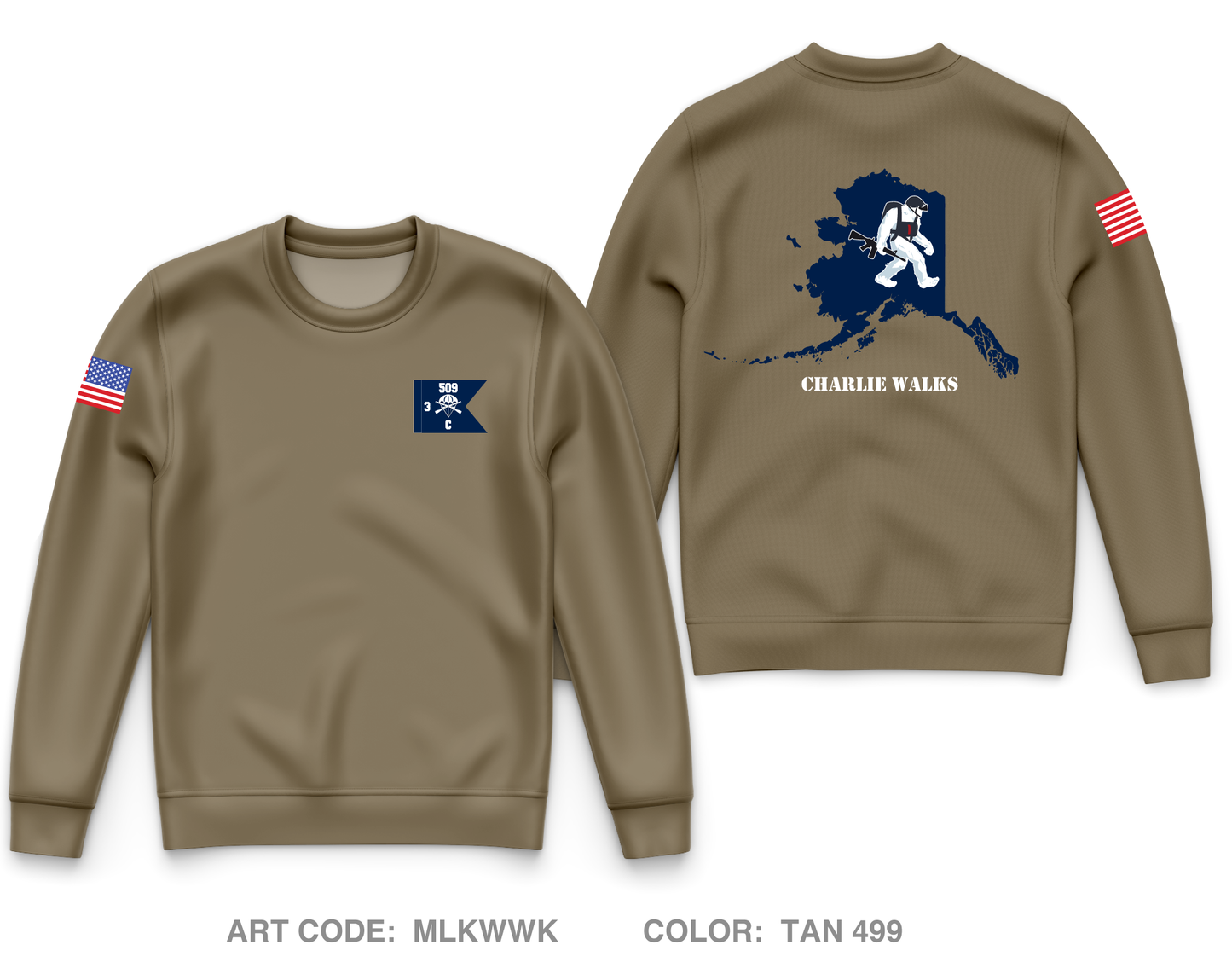 Charlie Company 3-509TH PIR Core Men's Crewneck Performance Sweatshirt - MLKWWK