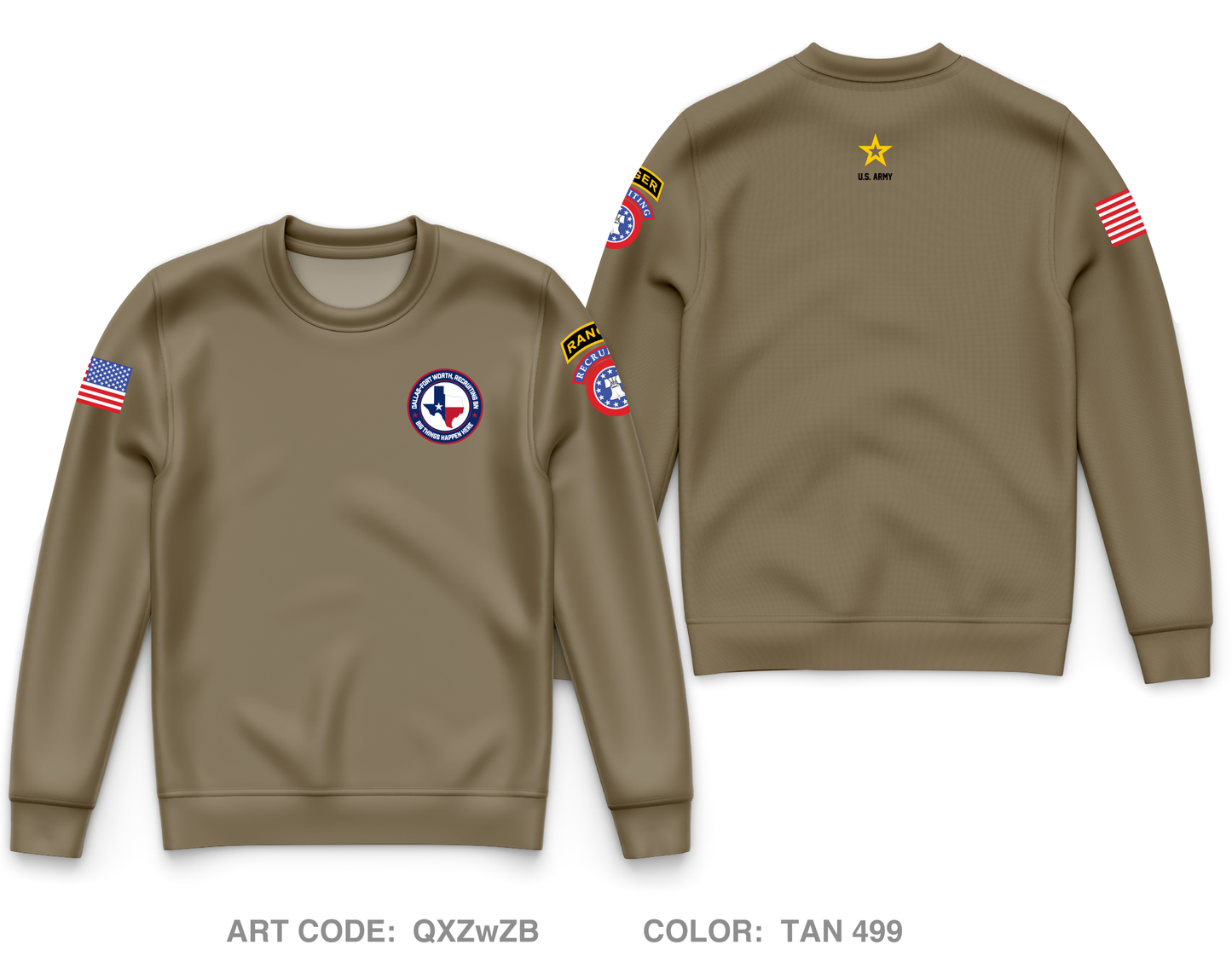 Dallas Fort Worth Recruiting Battalion Core Men's Crewneck Performance Sweatshirt - QXZwZB