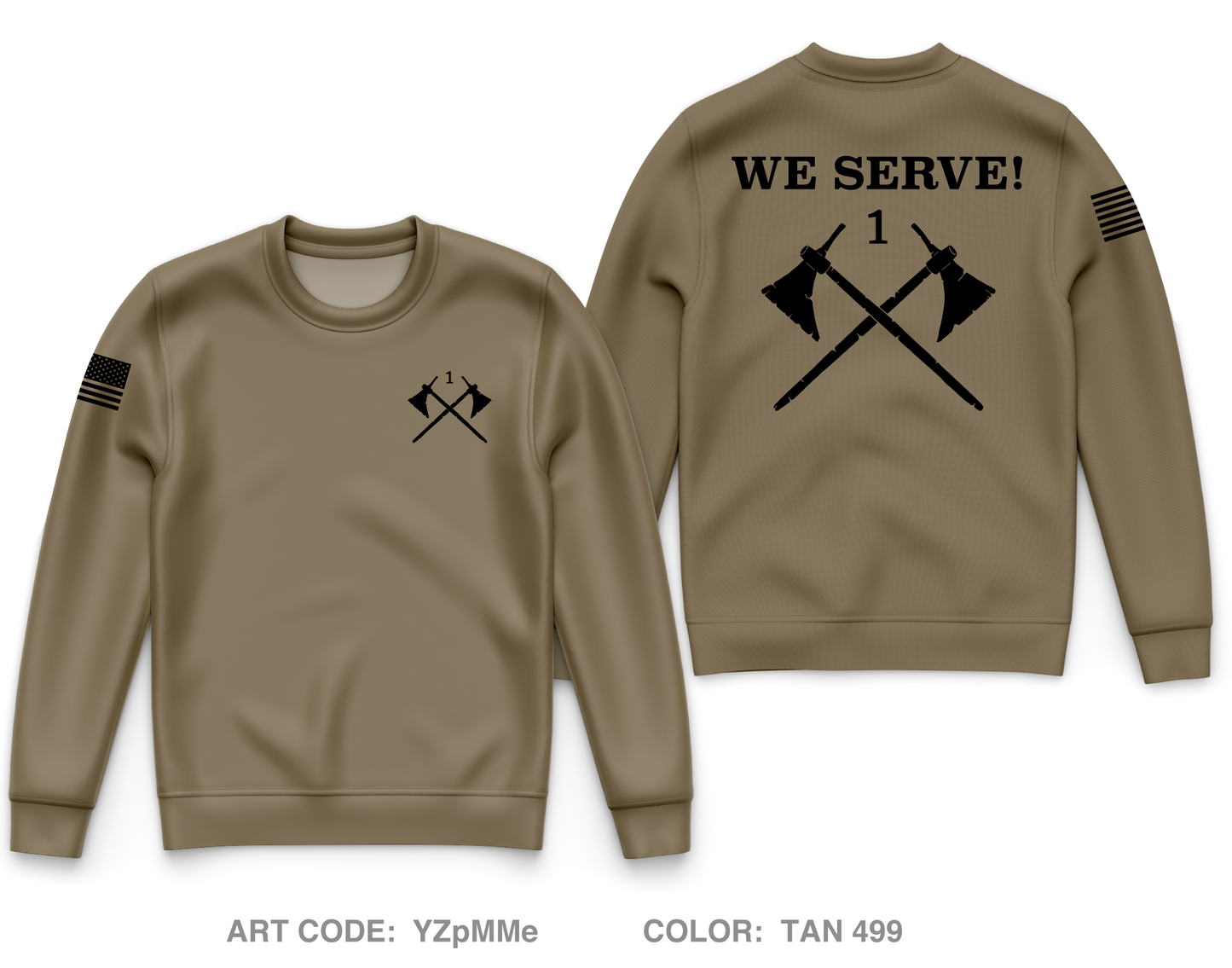 1-23 Infantry Battalion "Tomahawks" Core Men's Crewneck Performance Sweatshirt - YZpMMe