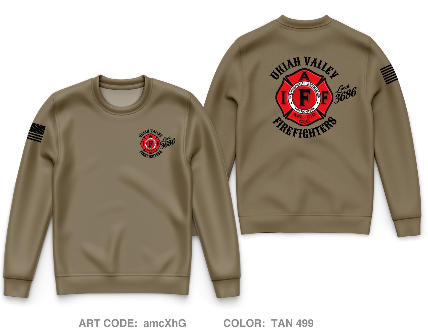 Ukiah Local 3686 Core Men's Crewneck Performance Sweatshirt - amcXhG