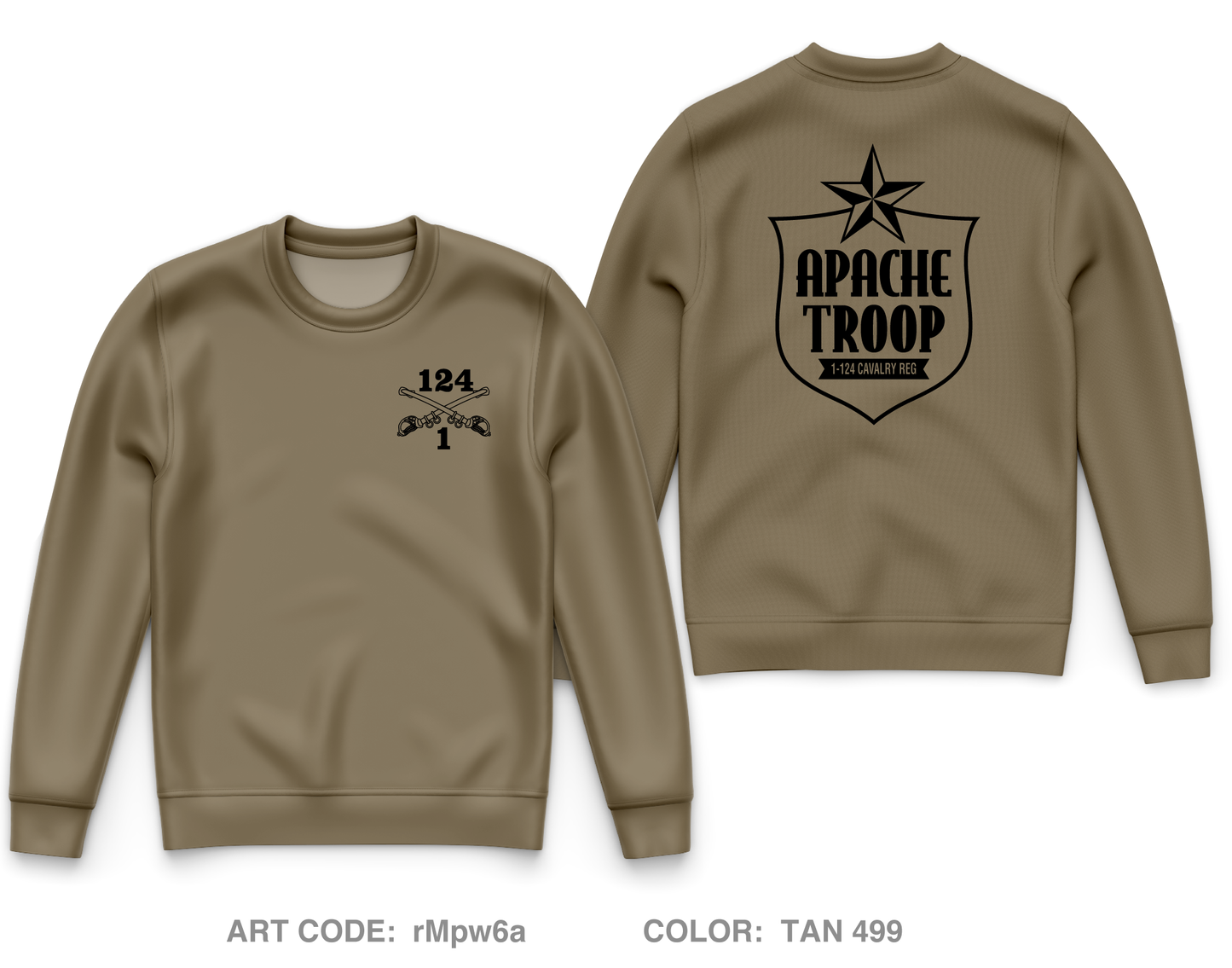 A Troop 1|124th Cavalry Reg Core Men's Crewneck Performance Sweatshirt - rMpw6a