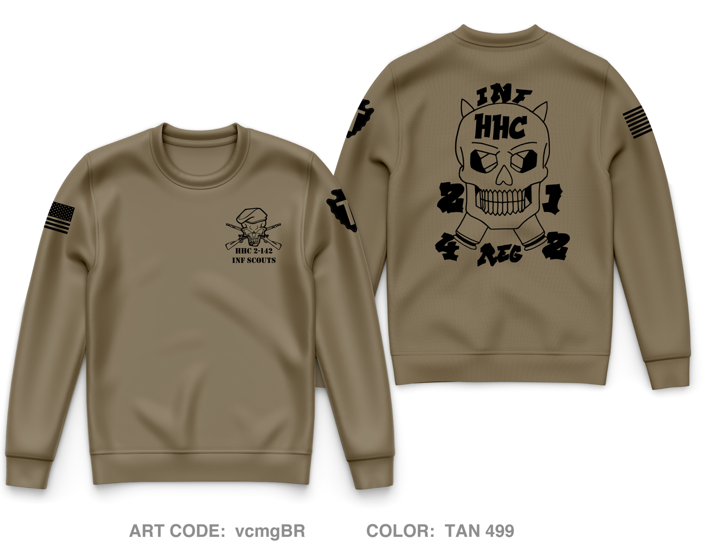 HHC 2-142 INF SCOUTS Core Men's Crewneck Performance Sweatshirt - vcmgBR