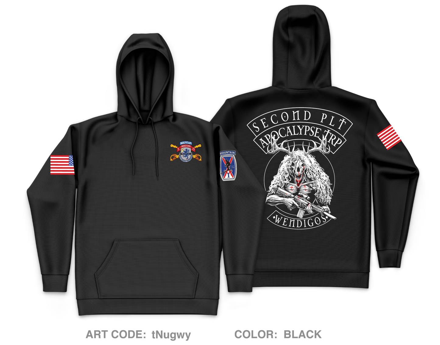 2ND PLT, A TRP, 3-71 CAV, 1BCT, 10TH MTN DIV Core Men's Hooded Performance Sweatshirt - tNugwy