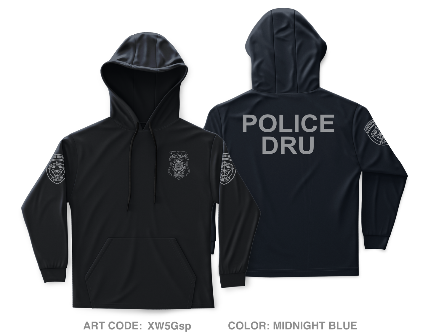 Fort Worth Police Department Directed Response Unit Core Men's Hooded Performance Sweatshirt - XW5Gsp