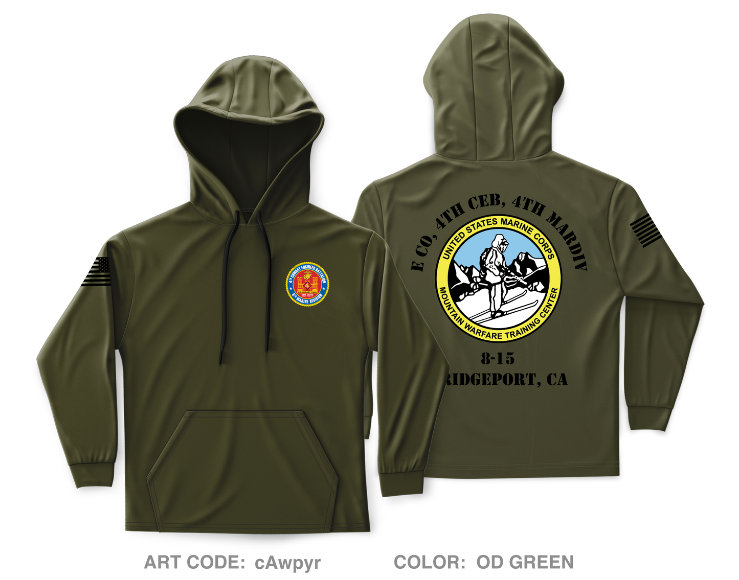 E Co, 4th Combat Engineer Battalion, 4th MARDIV Core Men's Hooded Performance Sweatshirt - cAwpyr