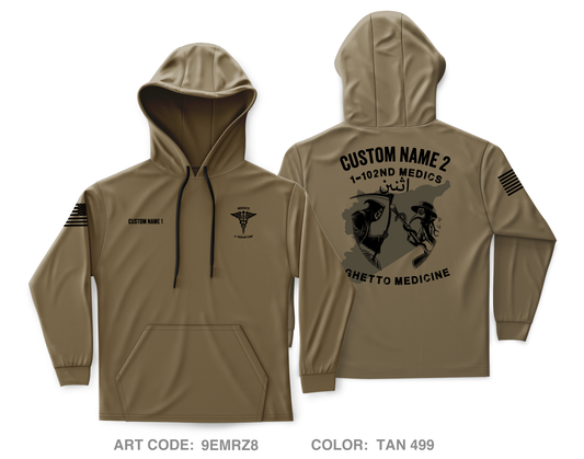 CUSTOM HHT 1-102ND CAV MEDICAL SECTION Core Men's Hooded Performance Sweatshirt - 9EMRZ8