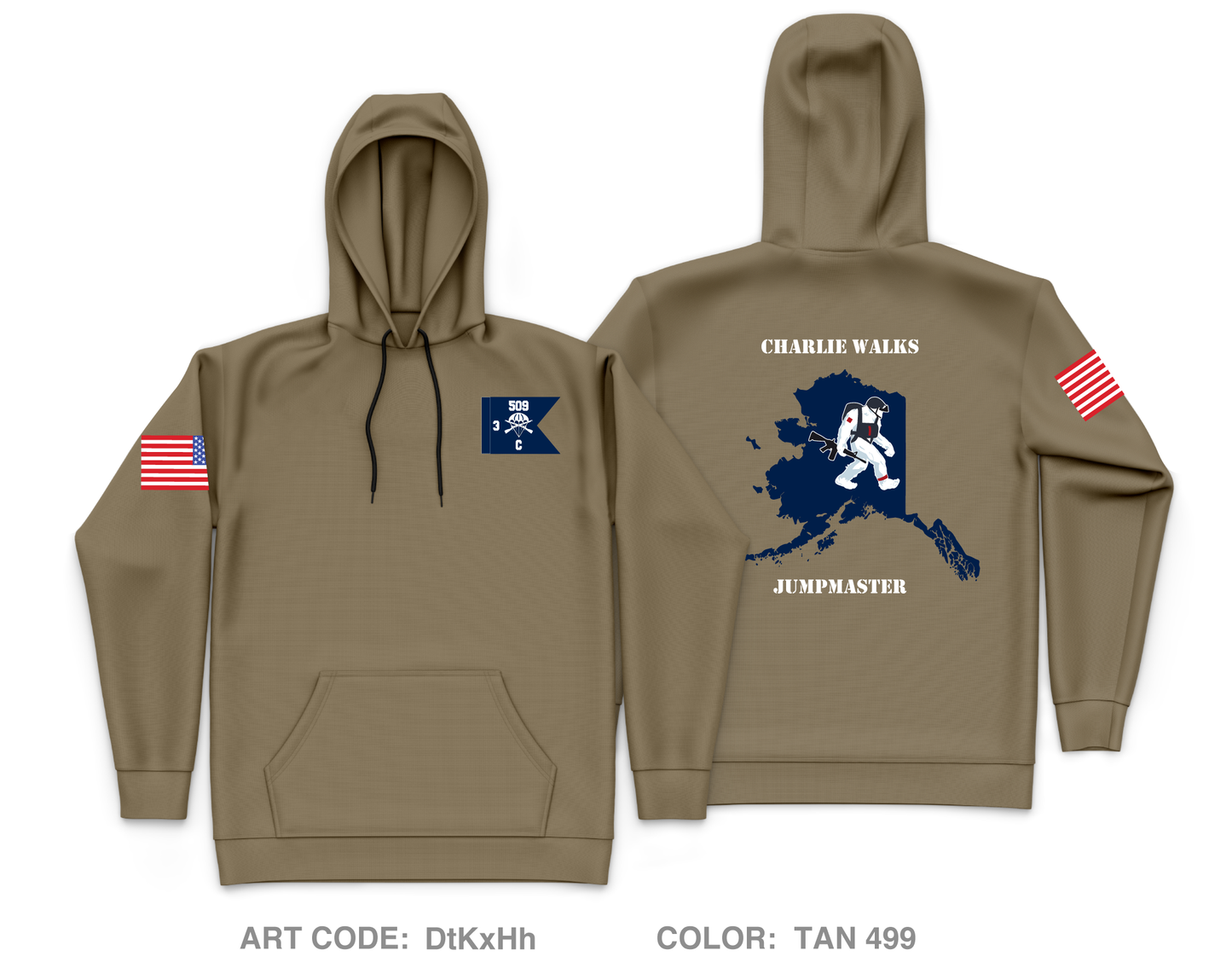 Charlie Company 3-509TH PIR Core Men's Hooded Performance Sweatshirt - DtKxHh