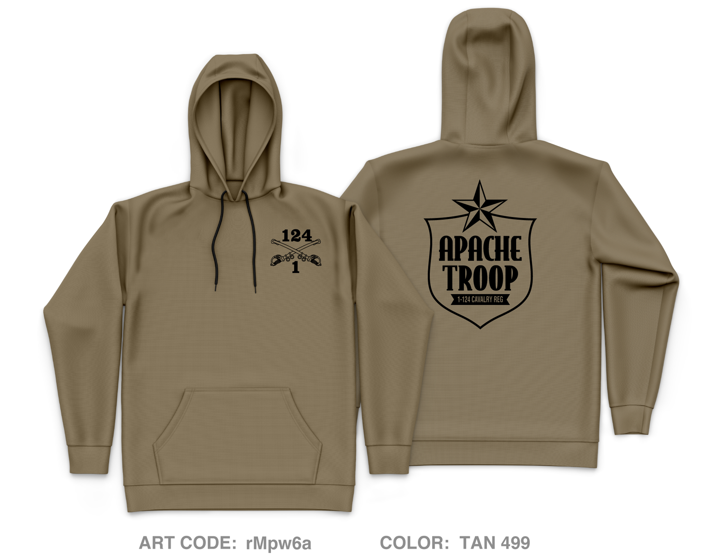 A Troop 1|124th Cavalry Reg Core Men's Hooded Performance Sweatshirt - rMpw6a