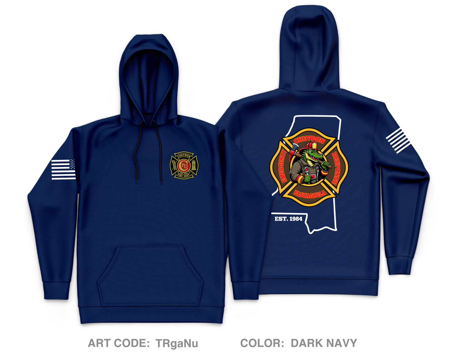 Chevron Pascagoula Fire Department Core Men's Hooded Performance Sweatshirt - TRgaNu