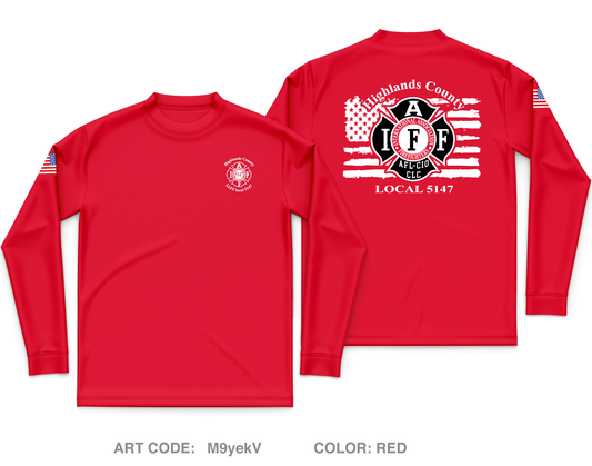 Highlands County Professional EMS & Firefighters Local 5147 Core Men's LS Performance Tee - M9yekV