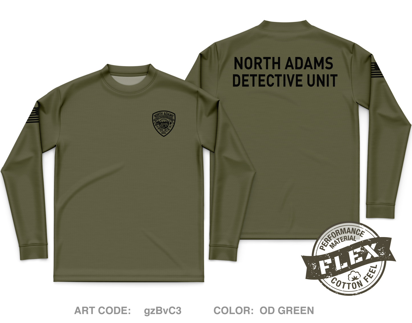 North Adams Police Detective Unit Core Men's LS Flex Performance Tee - gzBvC3