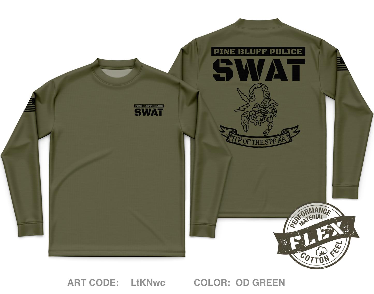 Pine Bluff Police SWAT Core Men's LS Flex Performance Tee - LtKNwc