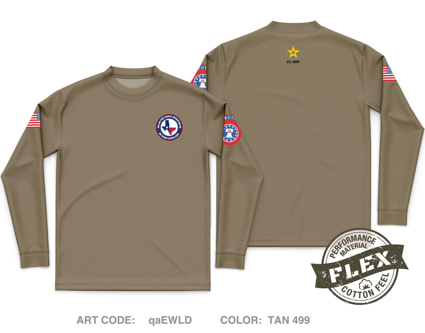 Dallas Fort Worth Recruiting Battalion Core Men's LS Flex Performance Tee - qaEWLD