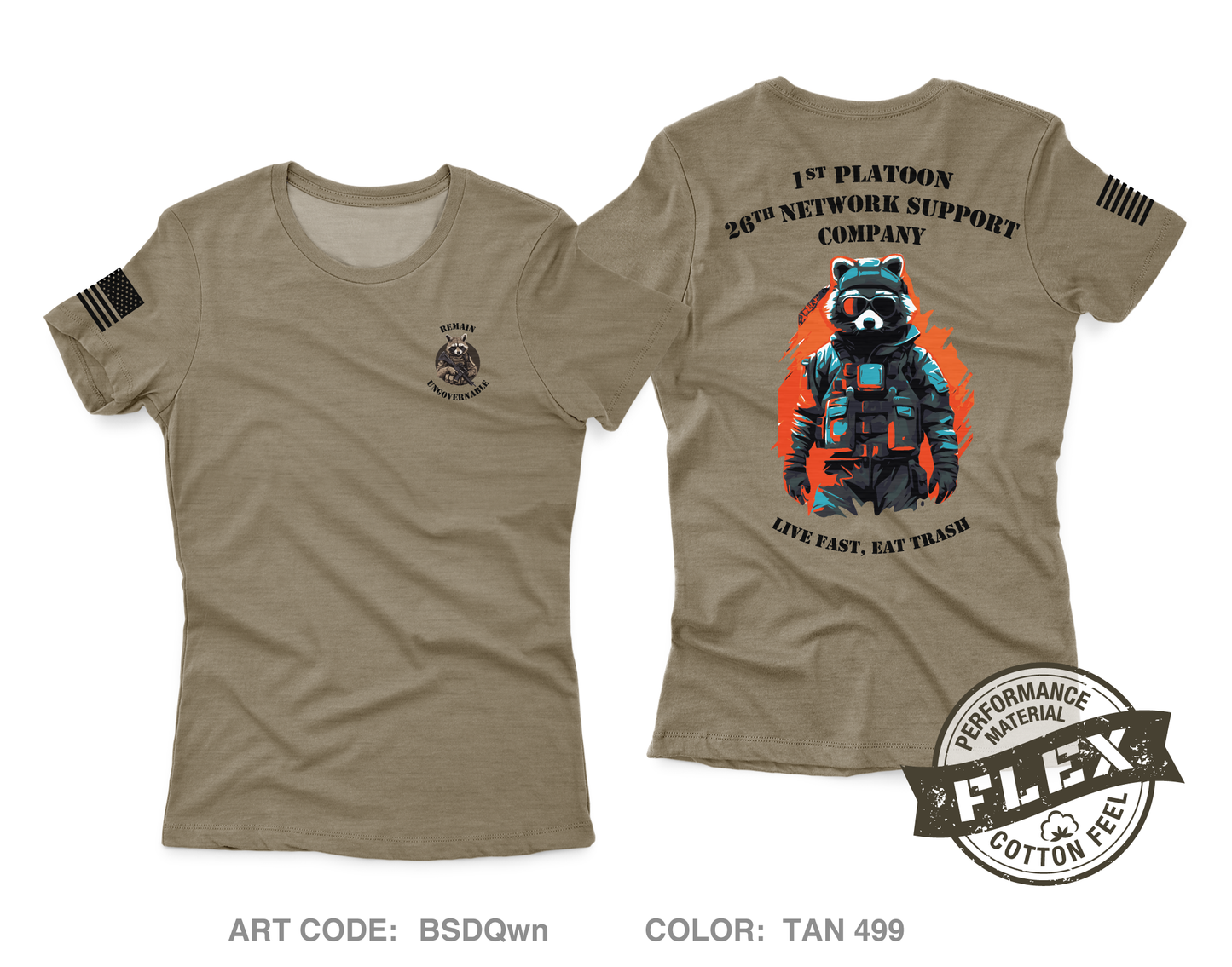 1st Platoon, 26th Network Support Company Women's SS Flex Performance Tee - BSDQwn