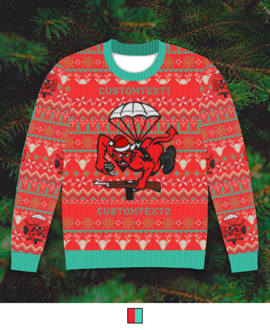 CUSTOM Emblem Ugly Holiday Faux Sweater Series - Parachute Devil