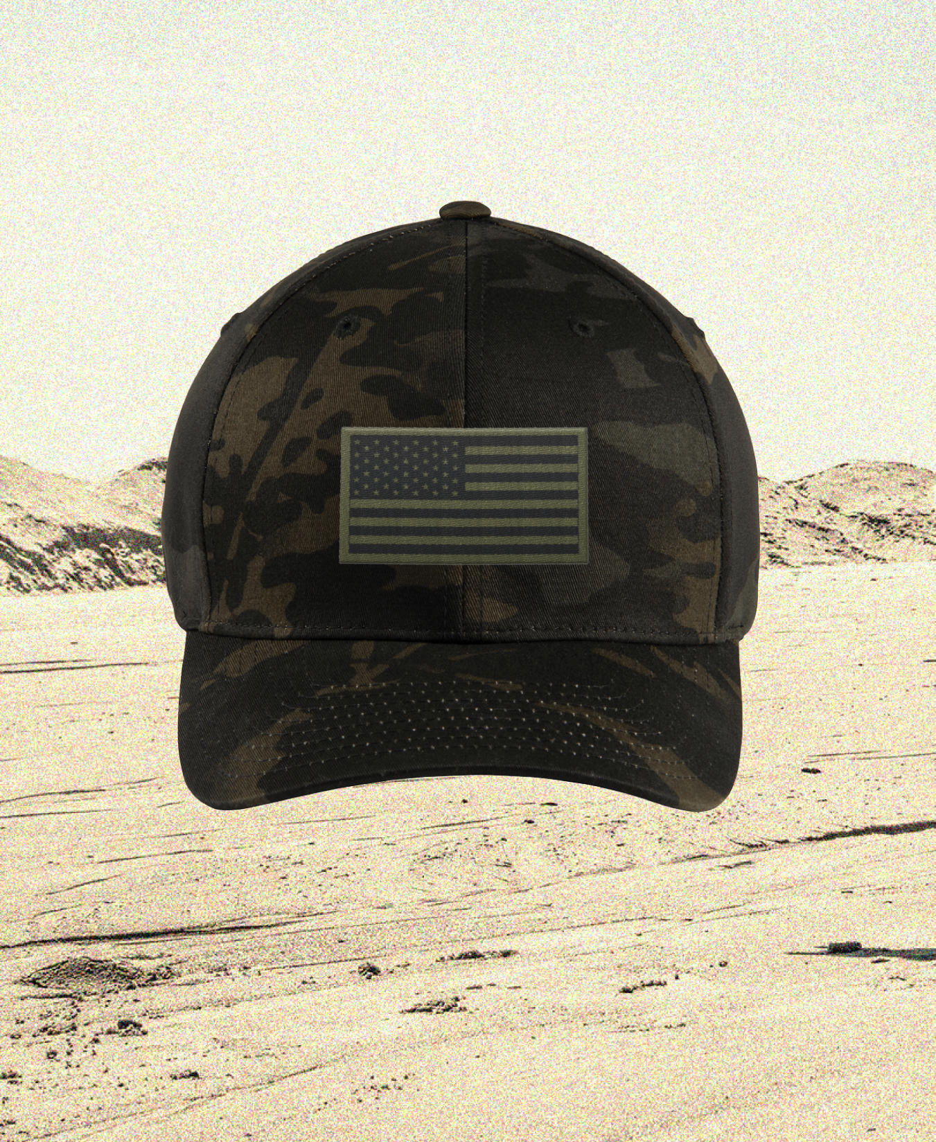 Emblem Flag Series Embroidered Flexfit Cap - OD Green Subdued Flag