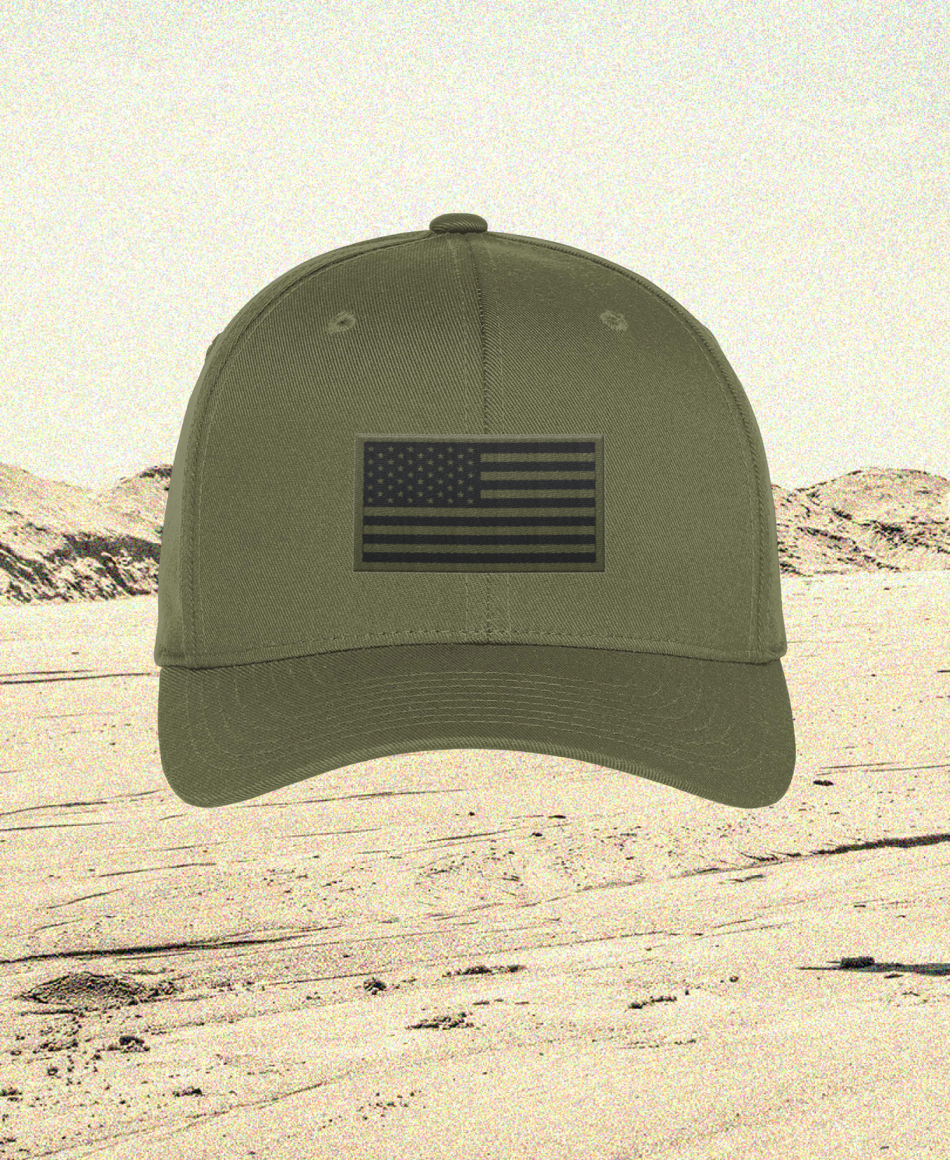 Emblem Flag Series Embroidered Flexfit Cap - OD Green Subdued Flag