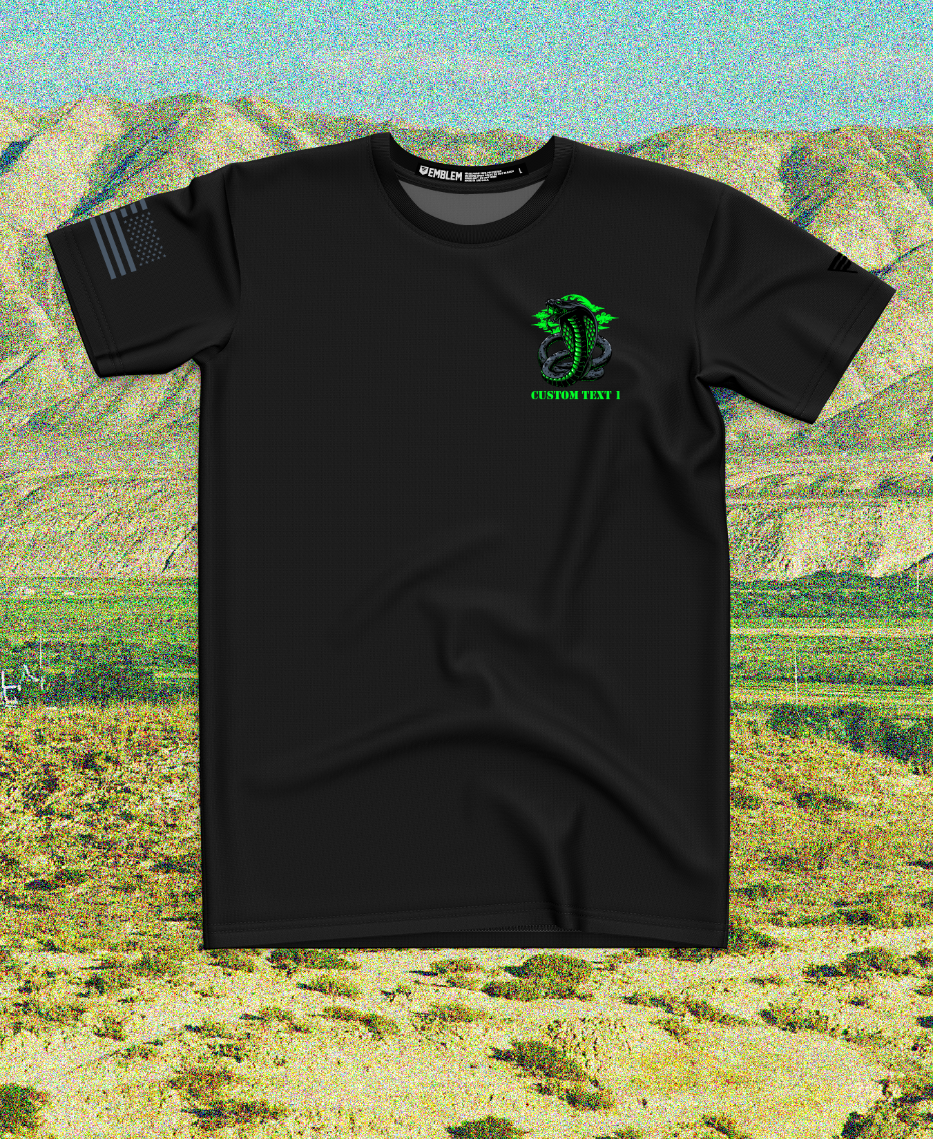 CUSTOM Emblem Snake Series Core Men's SS Performance Tee - Green Snake