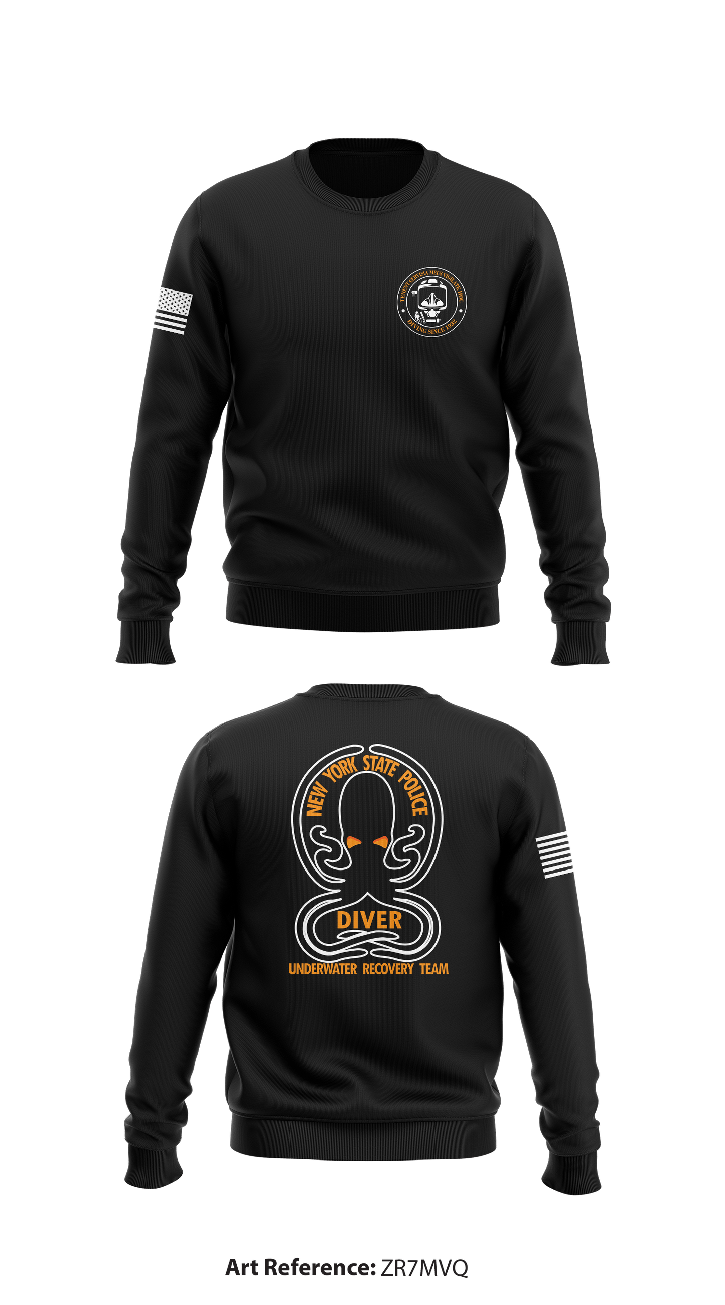 New York State Police Underwater Recovery Team Store 1 Core Men's Crewneck Performance Sweatshirt - ZR7mVq